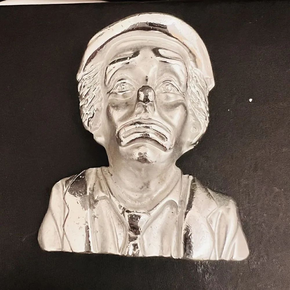 Vintage SadโClown Brooch Large Circus Jester Joker Comedian Dramatic Silverโ1467
